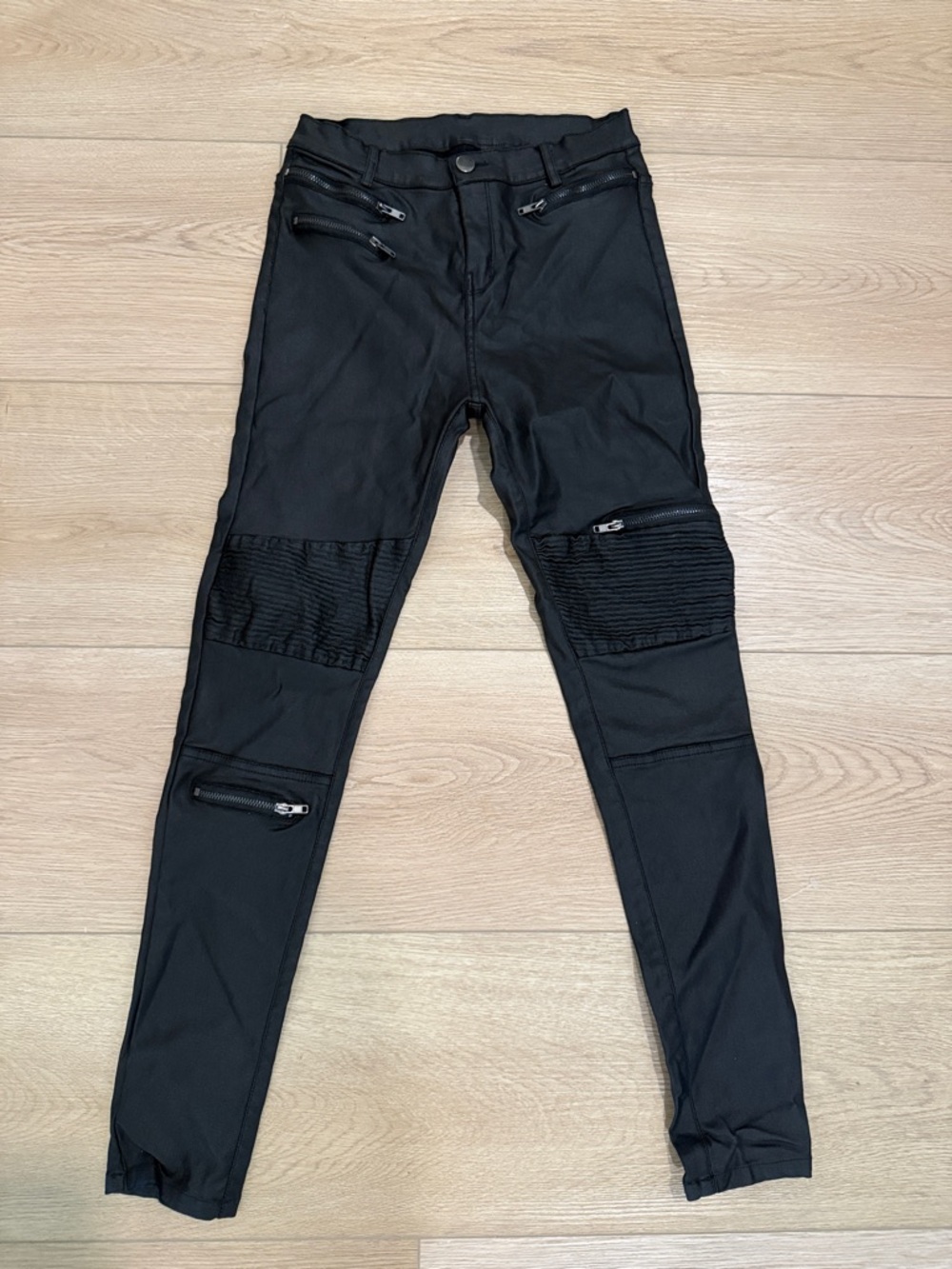 Black Moto Skinny Pants with Zip Details